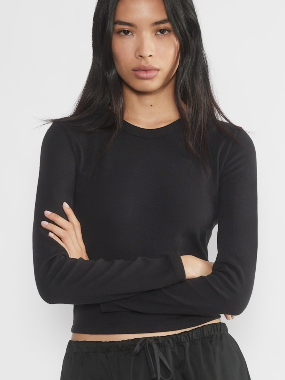 Sunday Best Black cropped Long-Sleeve Crew Top